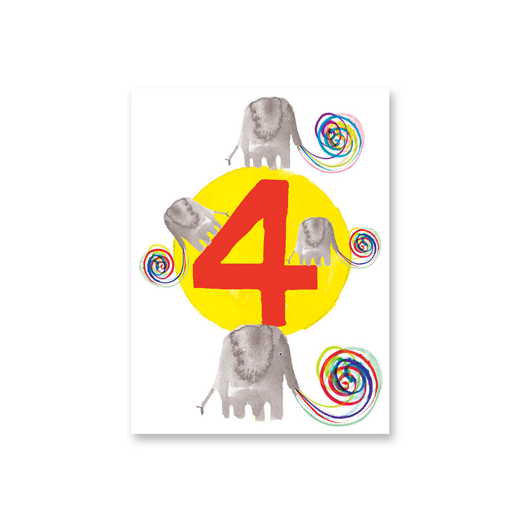 Age 4 Elephants Mini Greetings Card by Dominic Early for Earlybird Designs