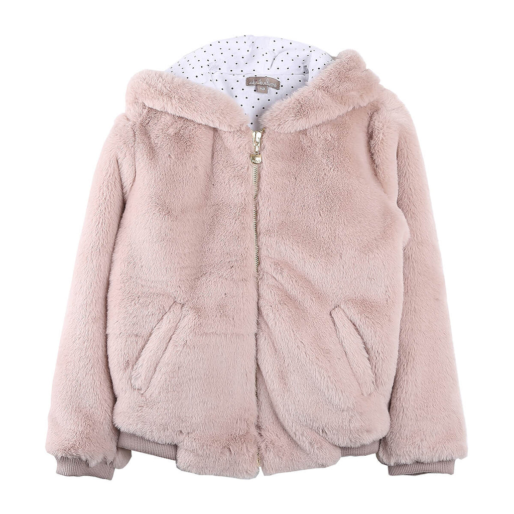 Faux Fur Baby Jacket in Rose by Emile Et Ida - Last One In Stock - 12 Months