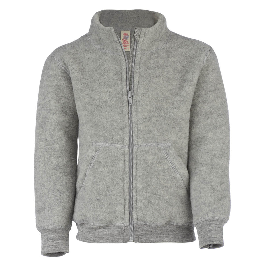 Wool Fleece Zip Jacket in Light Grey Melange by Engel