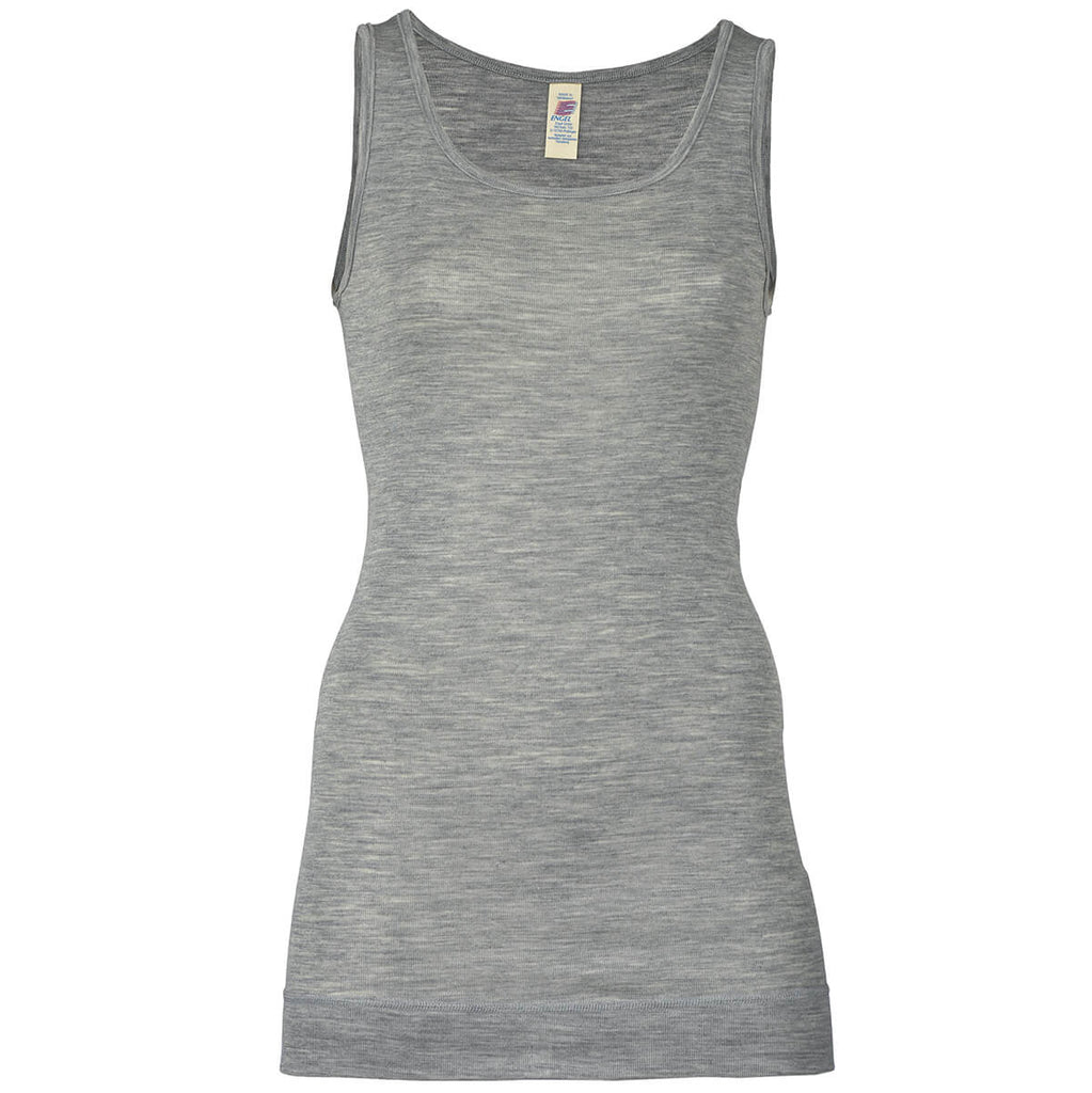 Wool / Silk Women's Sleeveless Long Top in Light Grey Melange by Engel