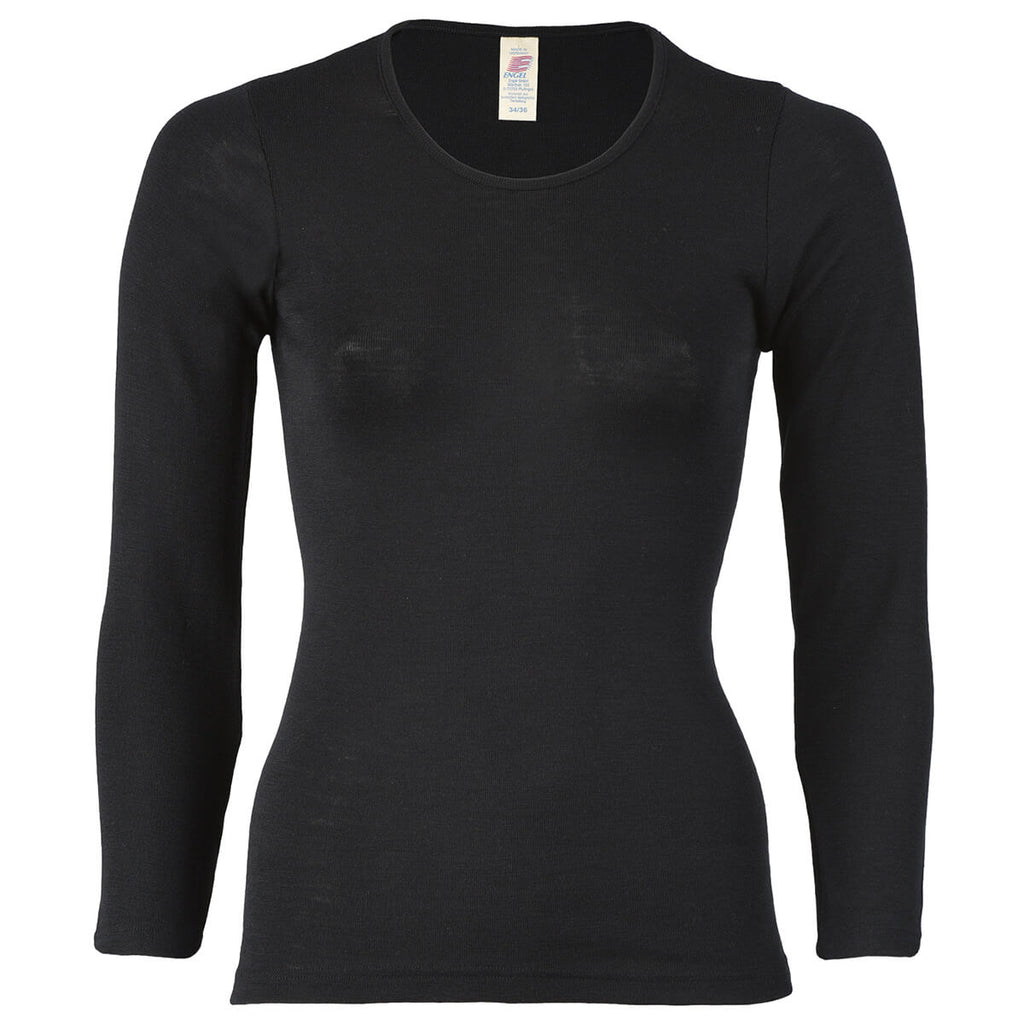 Wool / Silk Women's Long Sleeve Top in Black by Engel