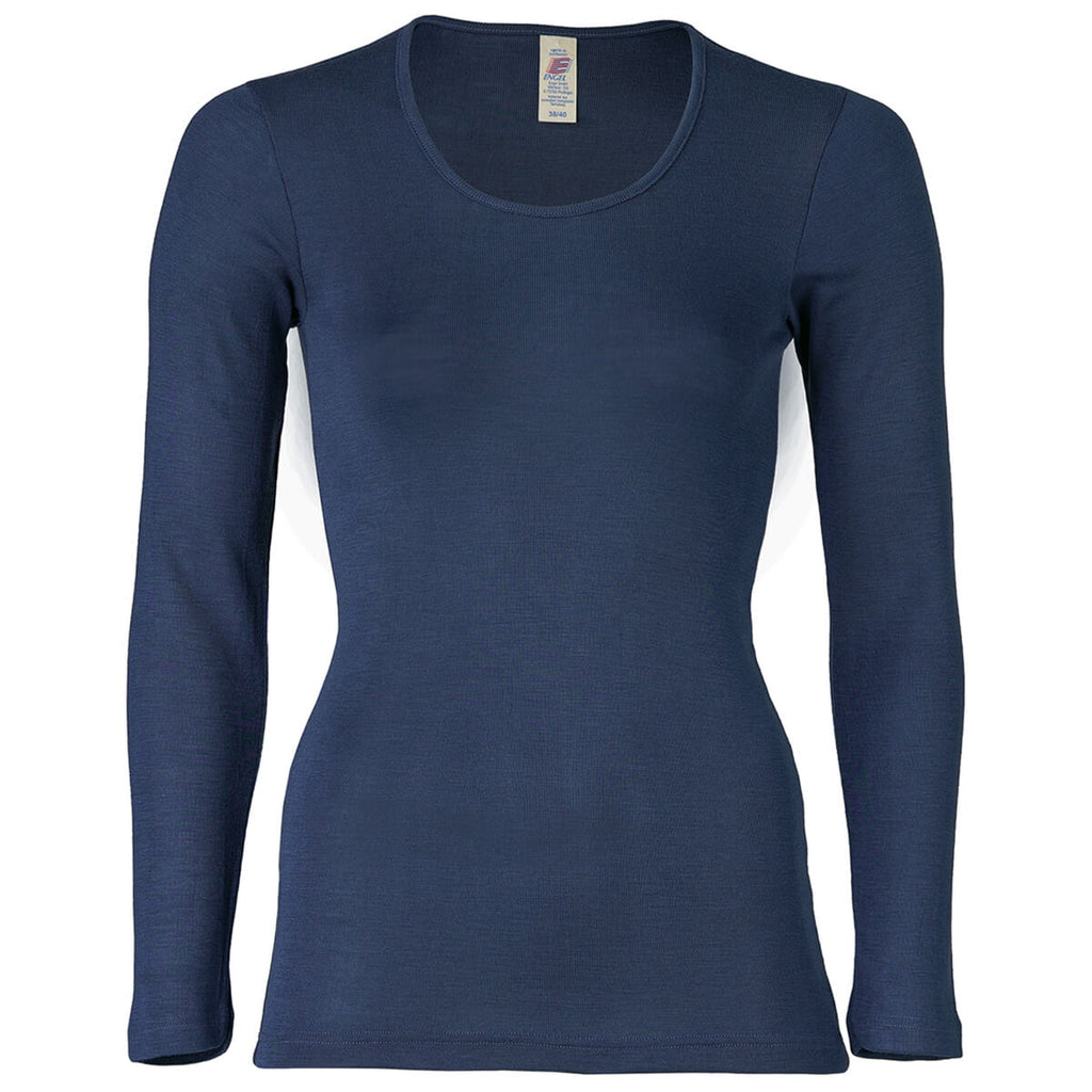 Wool / Silk Women's Long Sleeve Top in Navy Blue by Engel