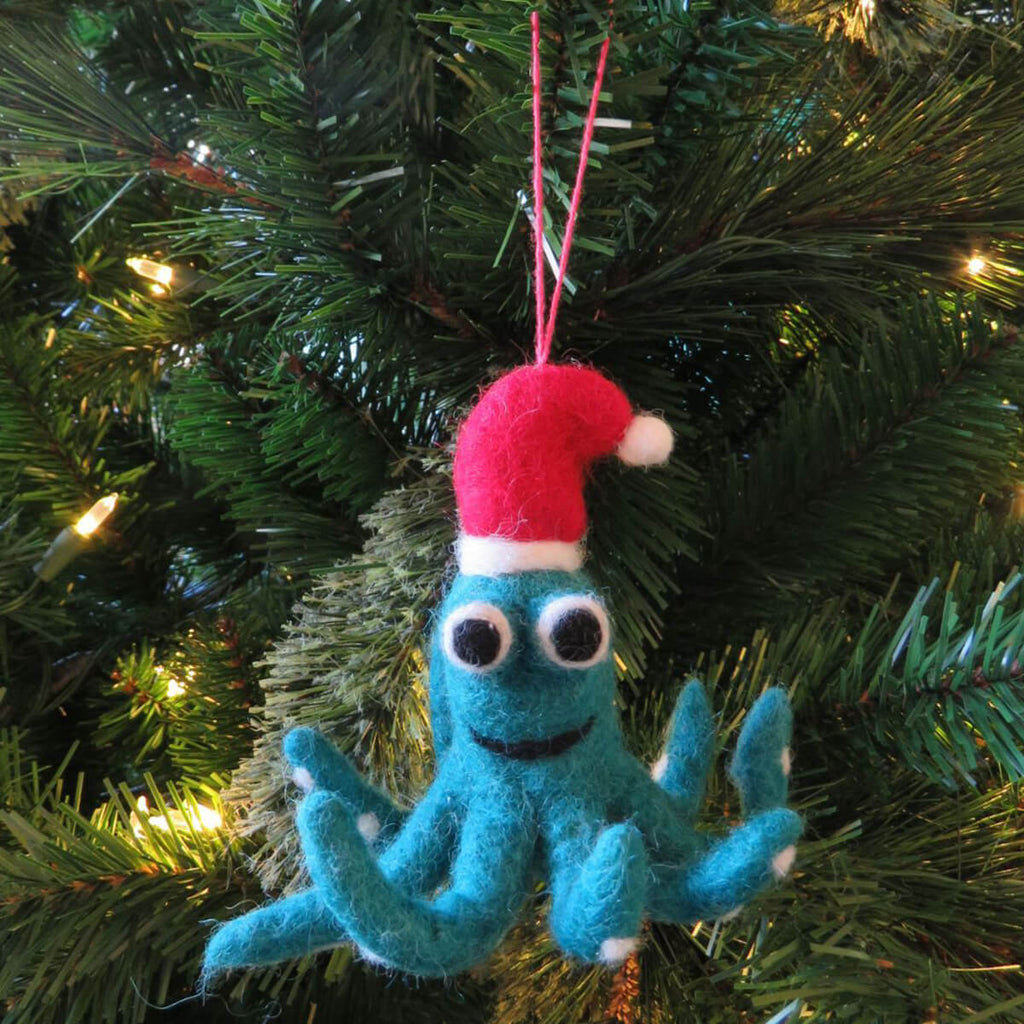 Christmas Octopus Hanging Decoration by Felt So Good