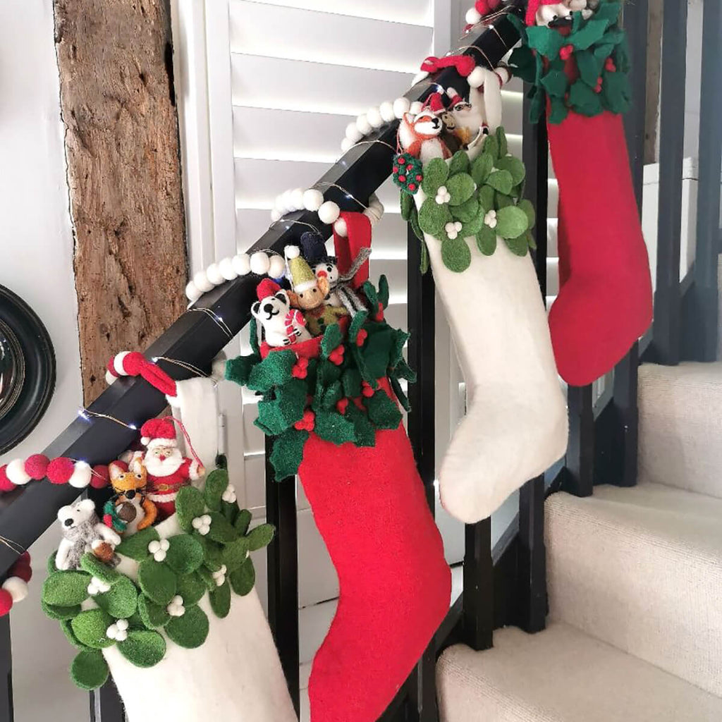 Holly Christmas Stocking in Red by Felt So Good