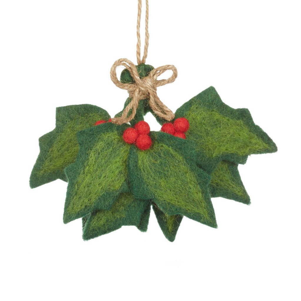 Holly Sprig Hanging Christmas Decoration by Felt So Good