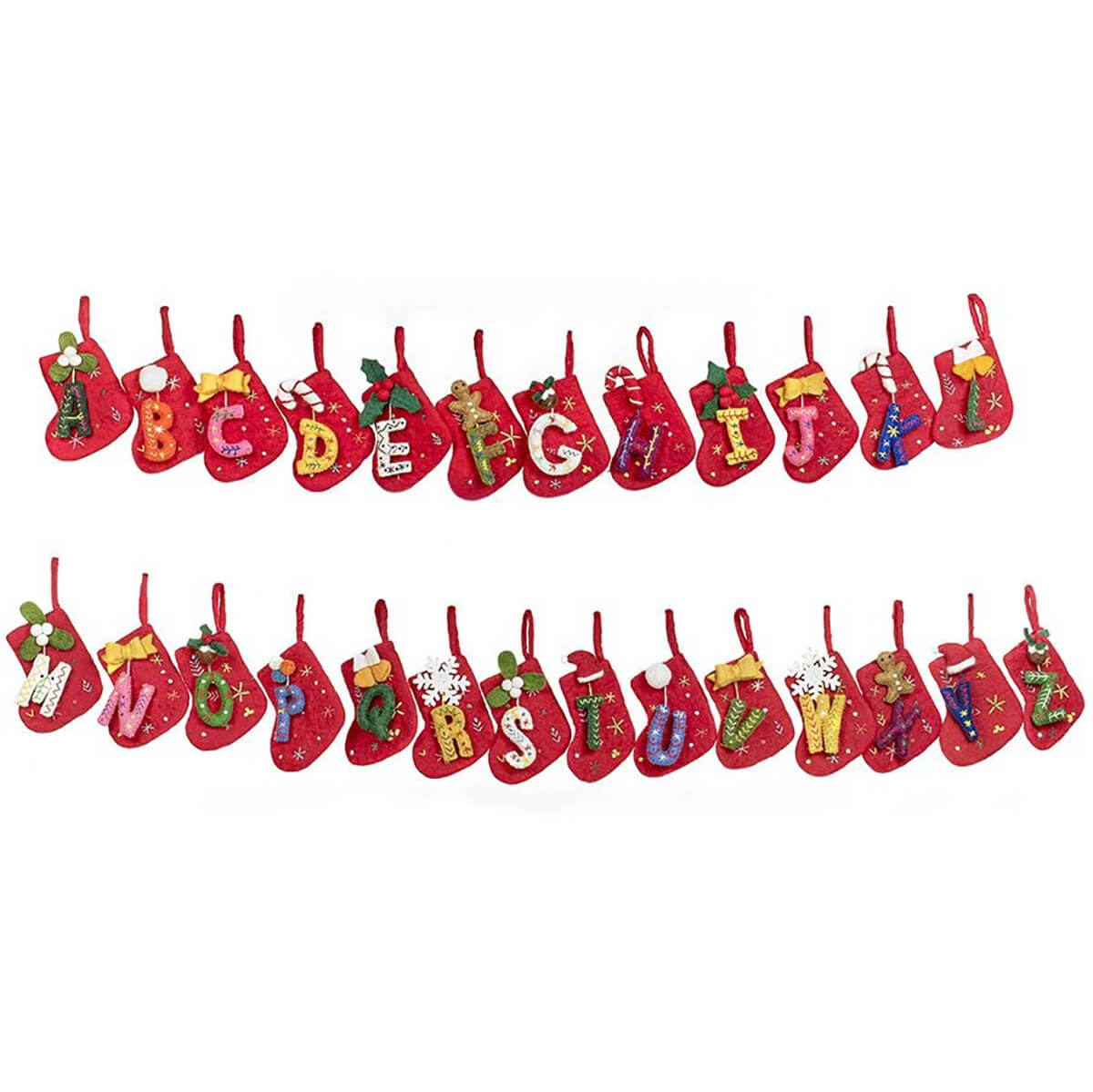 Alphabet Mini Christmas Stocking Hanging Decorations (Various Letters ...