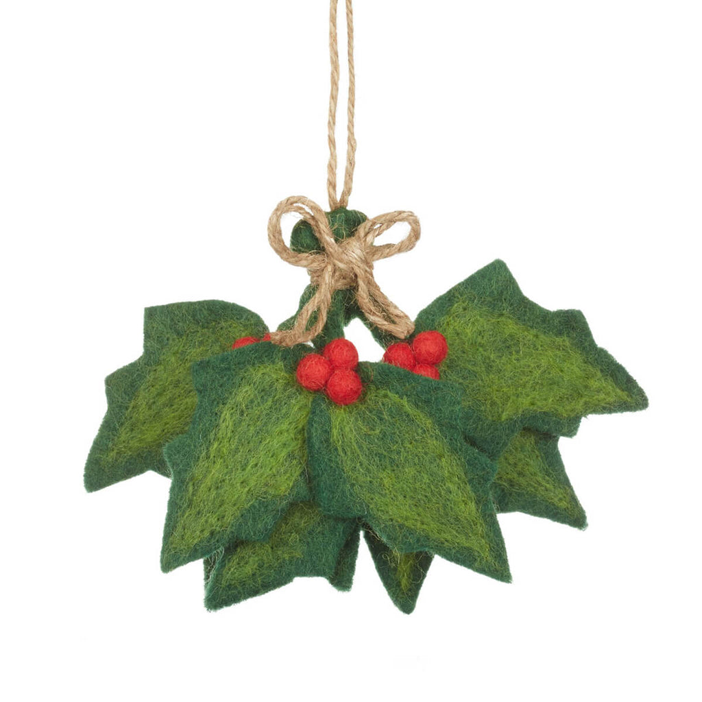 Holly Sprig Hanging Christmas Decoration by Felt So Good