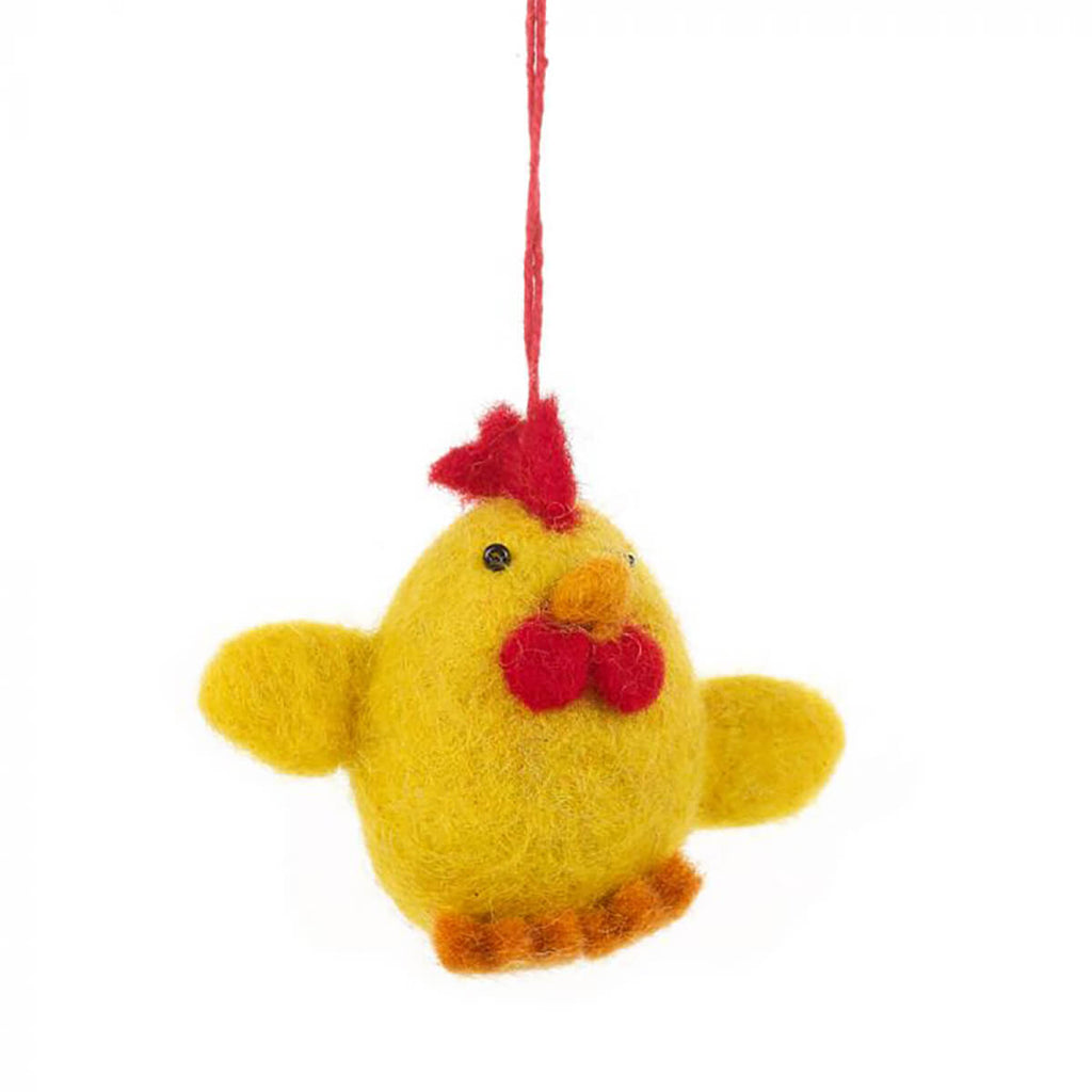 Handmade Needle Felt Biodegradable Chattering Chick Hanging Easter Decoration by Felt So Good