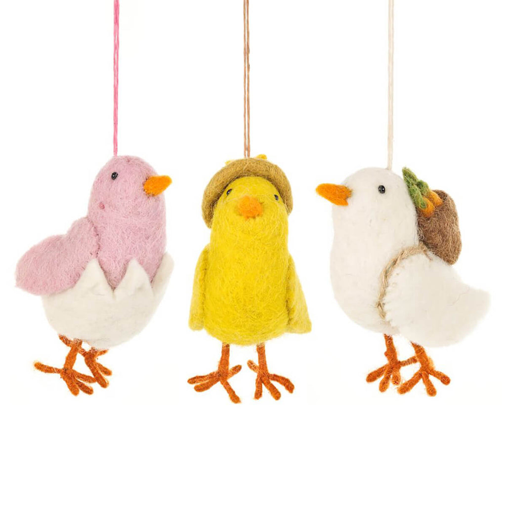Handmade Needle Felt Chirpy Chicks Hanging Easter Decoration by Felt So Good
