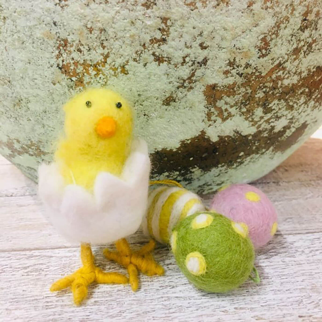Handmade Felt Hatching Chick Standing Easter Felt Decoration by Felt So Good