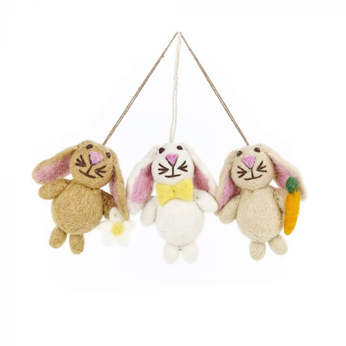 Handmade Felt Mini Easter Bunny Hanging Decoration by Felt So Good