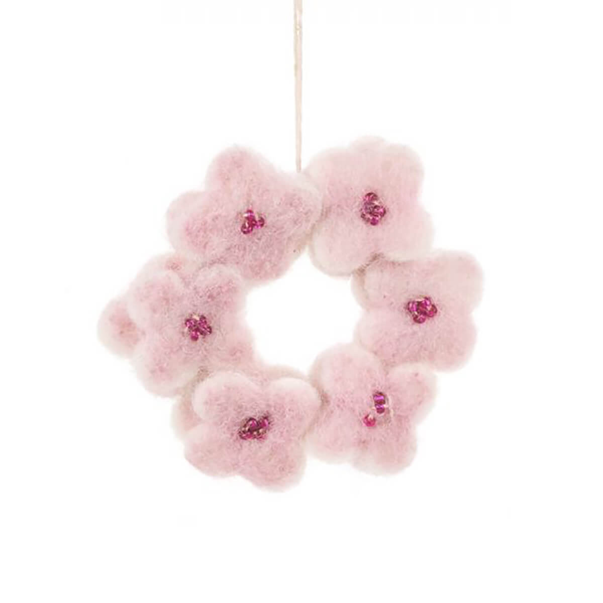 Handmade Hanging Felt Mini Floral Wreath Easter Decoration by Felt So Good