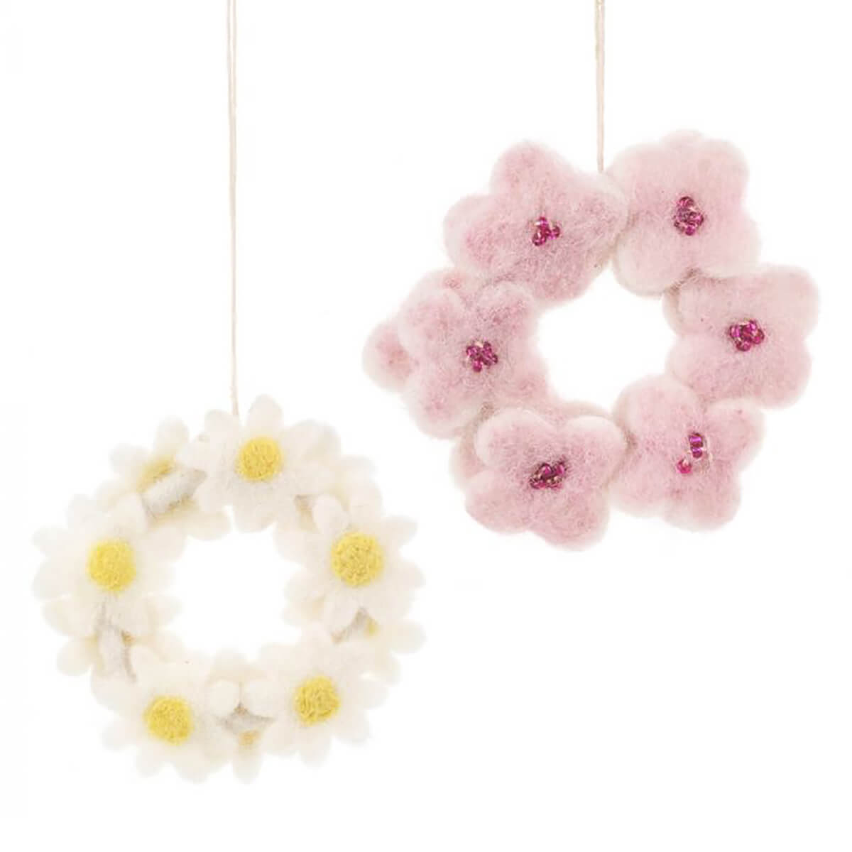 Handmade Hanging Felt Mini Floral Wreath Easter Decoration by Felt So Good