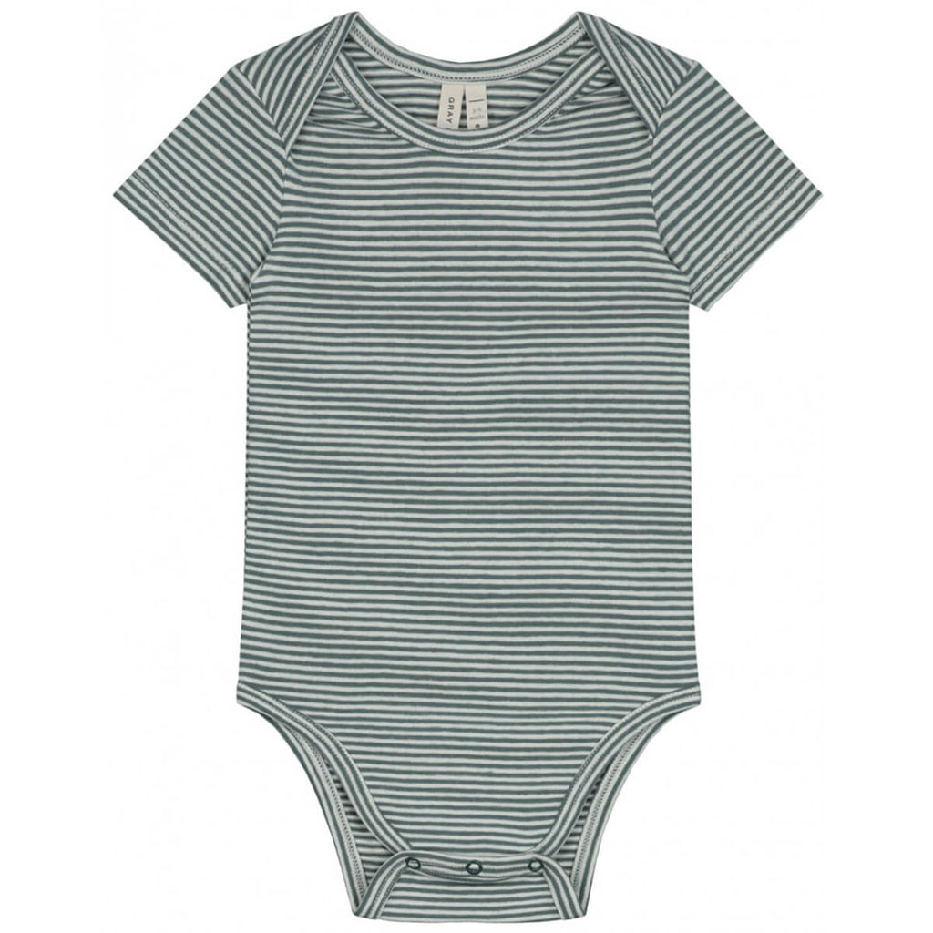 Striped Baby Bodysuit in Blue Grey by Gray Label