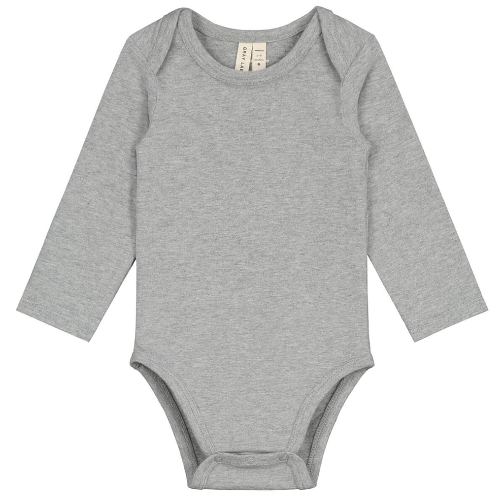 Baby Long Sleeve Bodysuit in Grey Melange by Gray Label