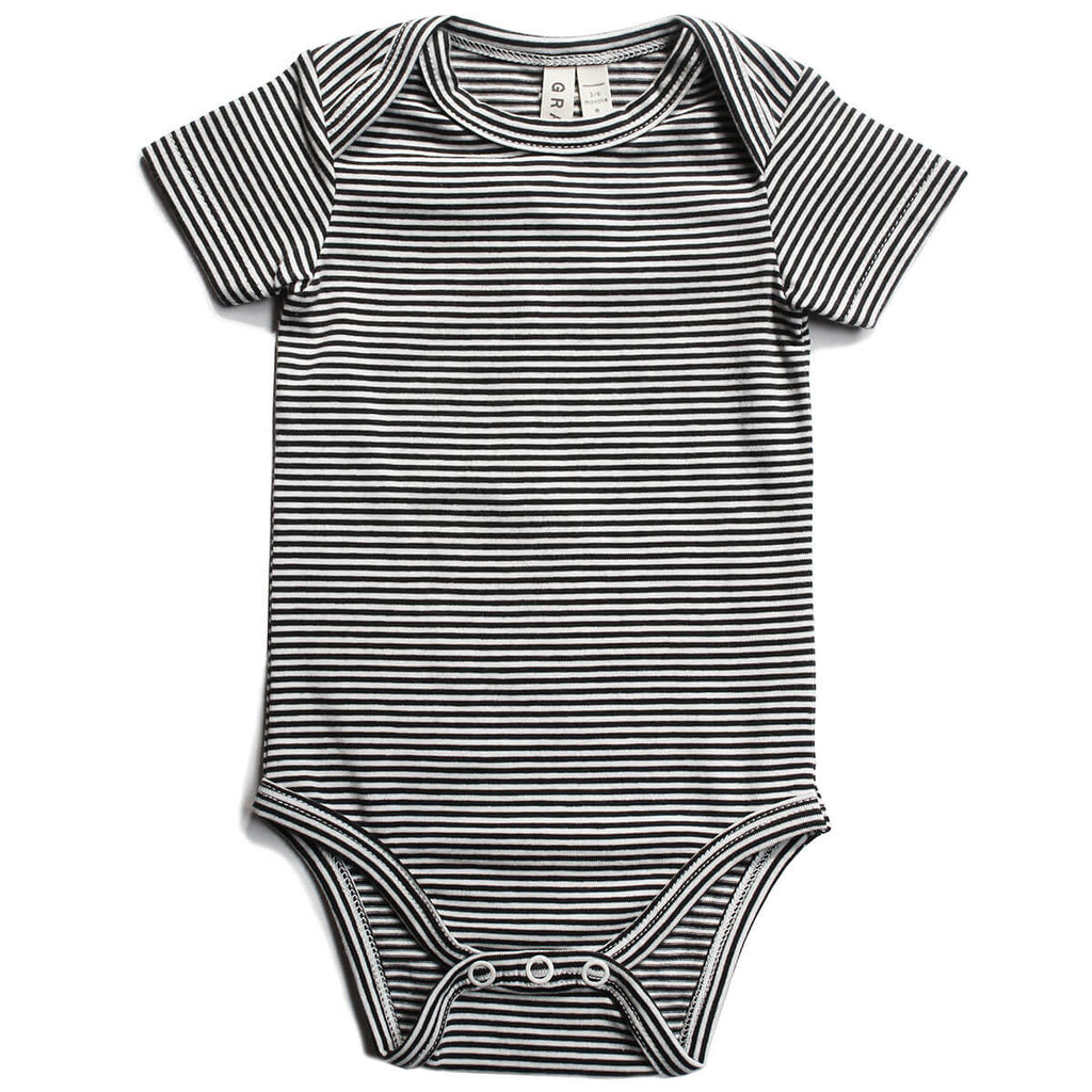 Striped Baby Bodysuit in Nearly Black by Gray Label