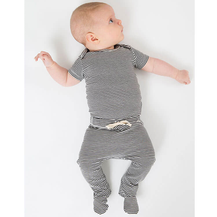 Striped Baby Footies in Nearly Black by Gray Label