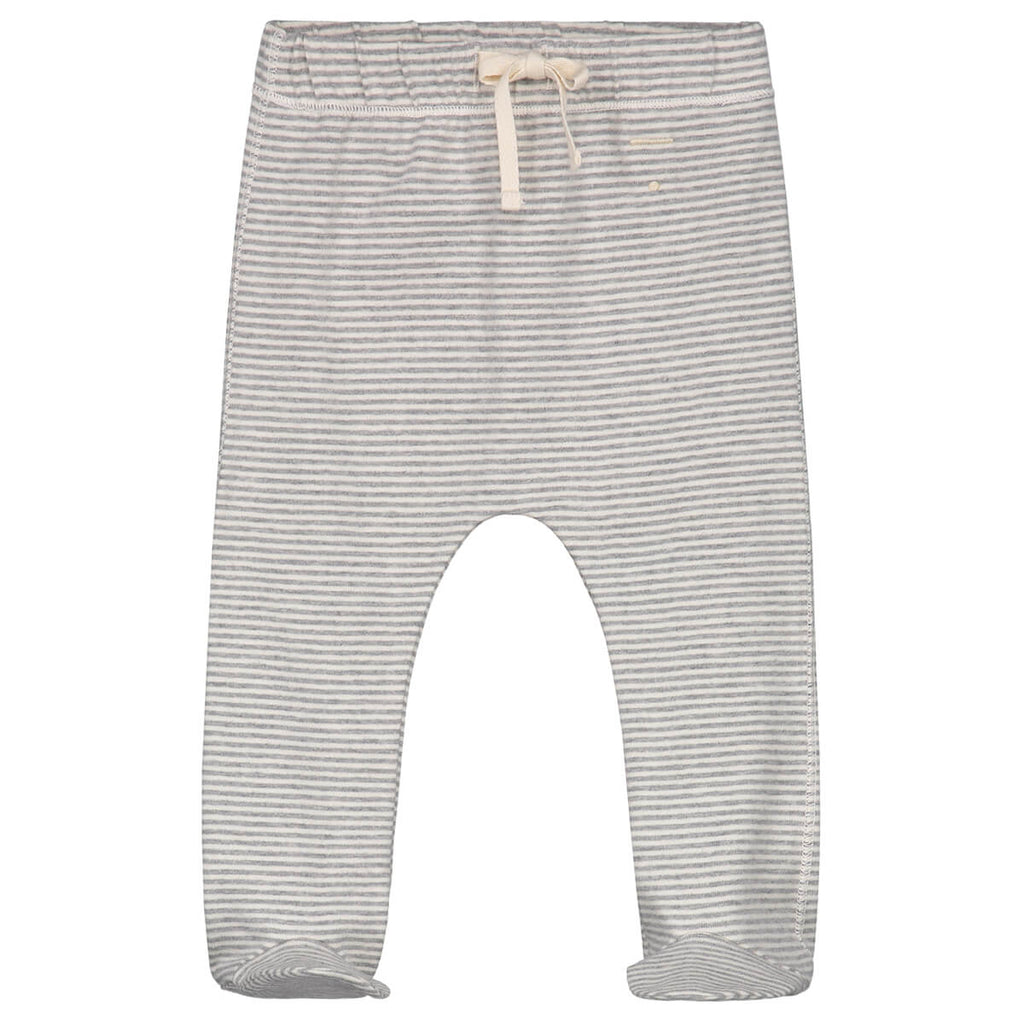 Striped Baby Footies in Grey Melange by Gray Label