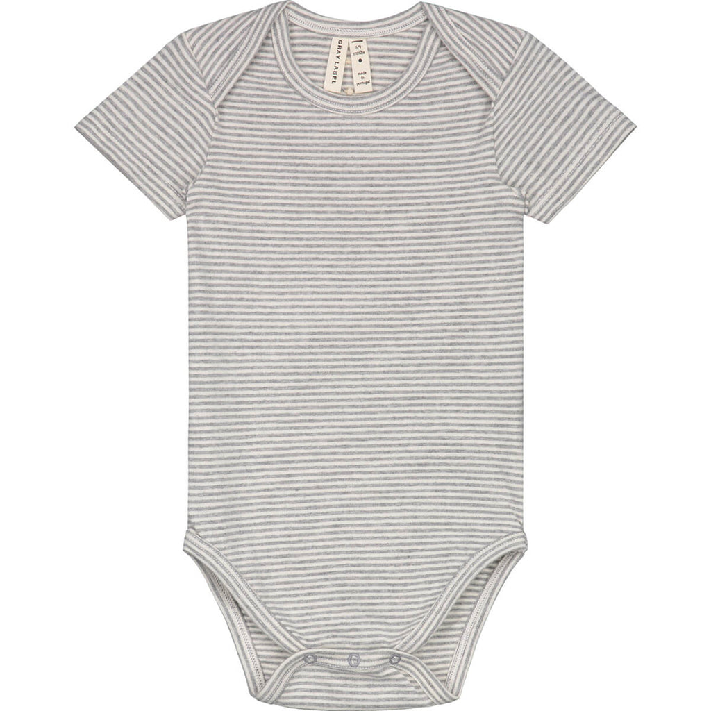 Striped Baby Bodysuit in Grey Melange by Gray Label
