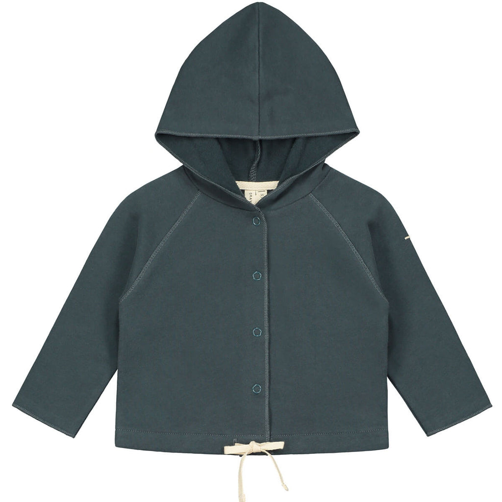 Baby Hooded Cardigan in Blue Grey by Gray Label