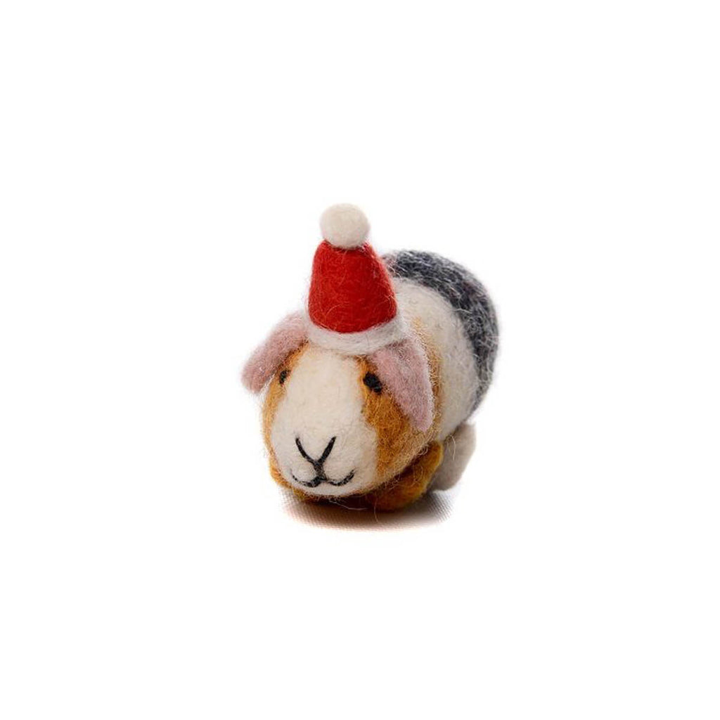 Guinea Pig in Santa Hat Felt Hanging Decoration by Amica
