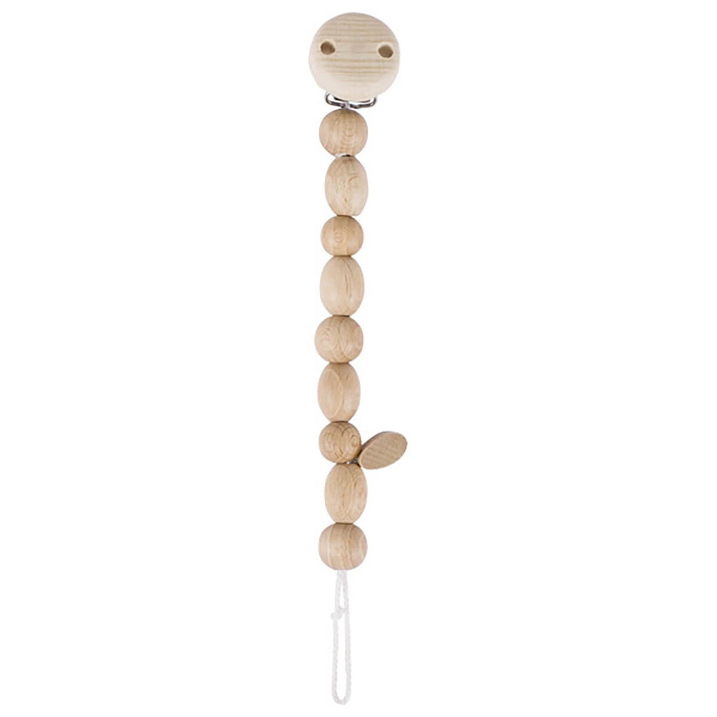 Bead Pacifier Clip in Natural Wood by Heimess Nature