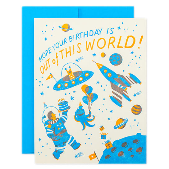 Space Birthday Greetings Card by Hello! Lucky