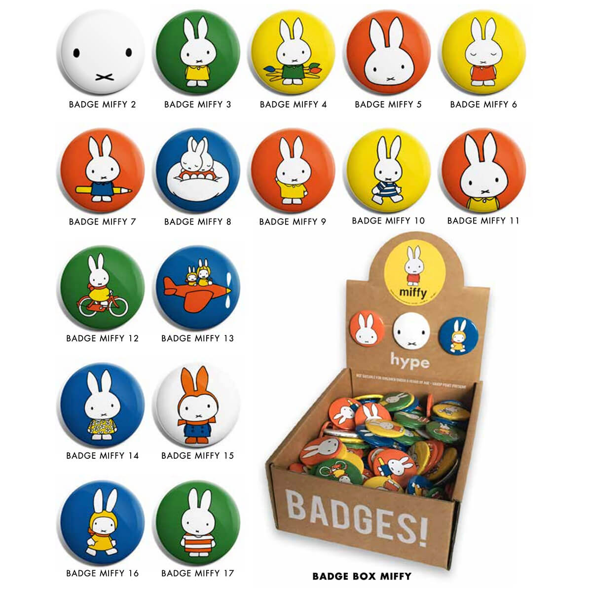 【 miffy 】 ピンバッジ 〈 おしょくじ 〉 Miffy Assorted Button Badges by Dick Bruna for Hype Card – Junior