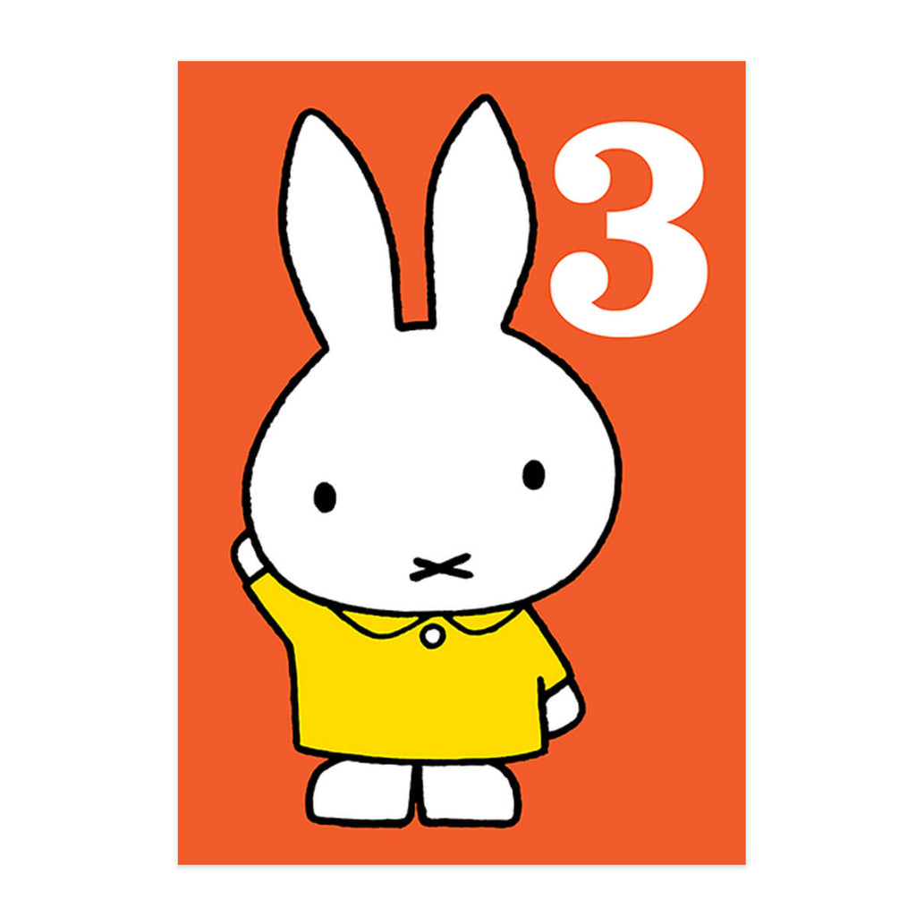 Miffy Age 3 Greetings Card by Dick Bruna for Hype Card