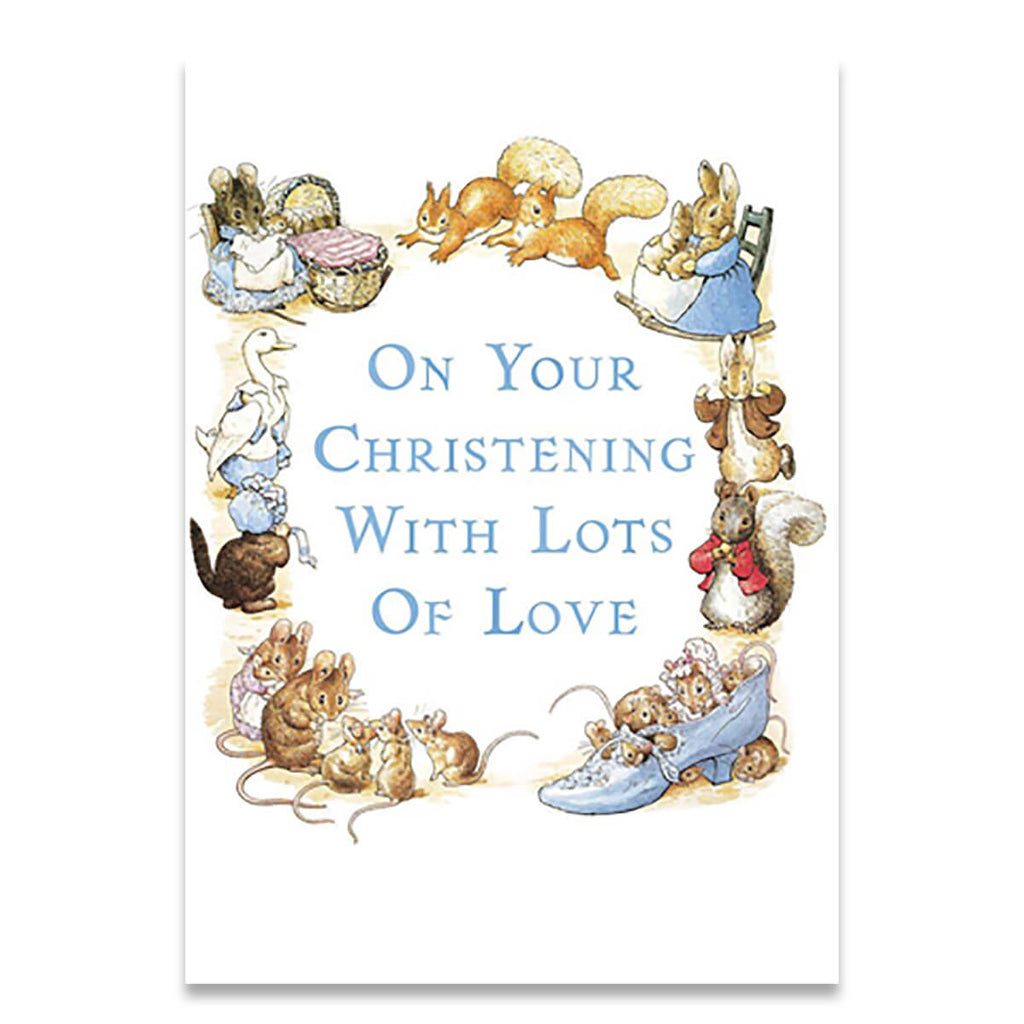On Your Christening Boy Greetings Card by Beatrix Potter for Hype Card