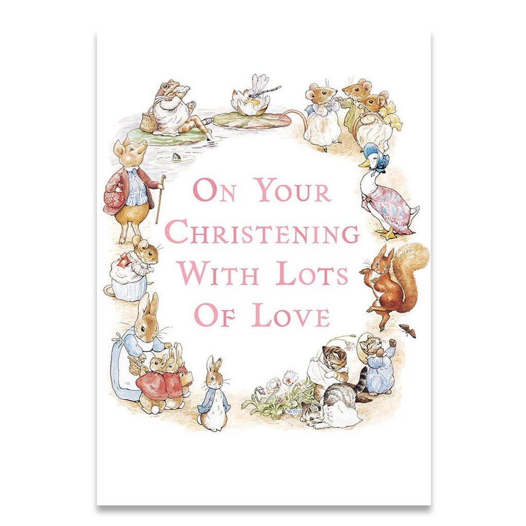 On Your Christening Girl Greetings Card by Beatrix Potter for Hype Card