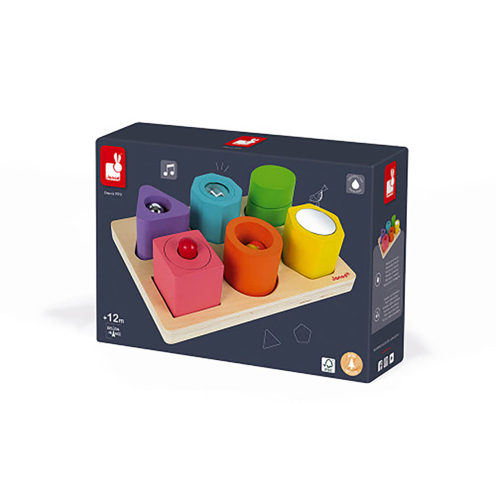 I Wood Shapes and Sounds 6 Block Puzzle by Janod