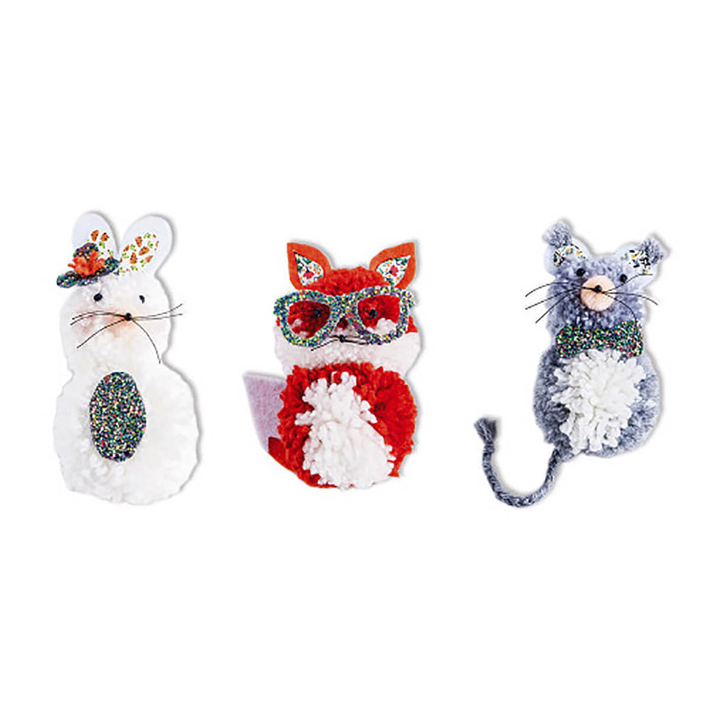 3 Little Animals Pom Poms Craft Kit by Janod