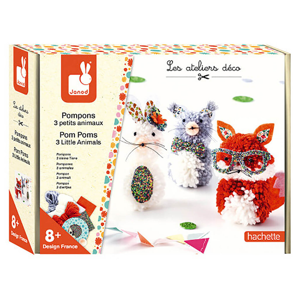 3 Little Animals Pom Poms Craft Kit by Janod