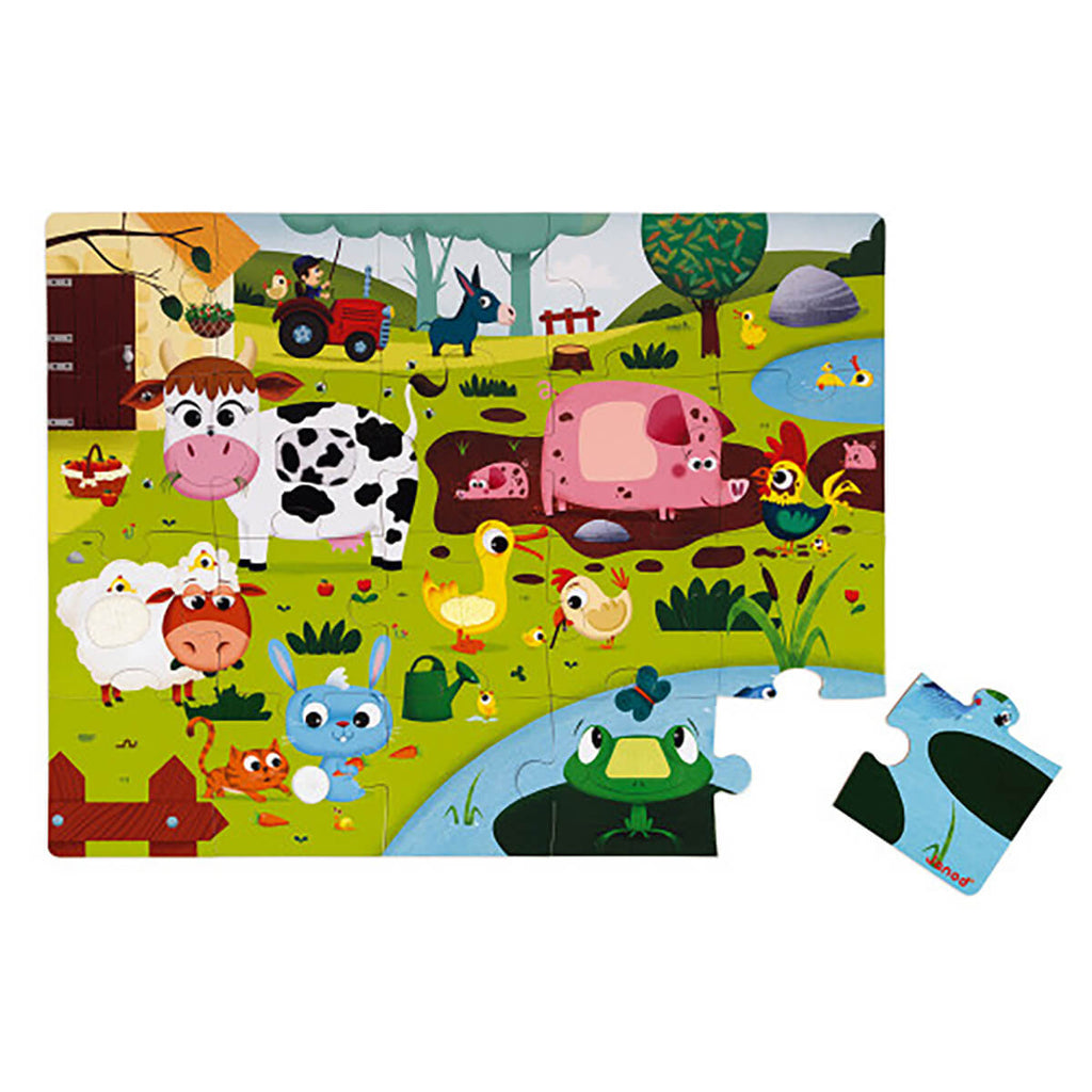 Farm Animals 20 Piece Tactile Jigsaw Puzzle by Janod