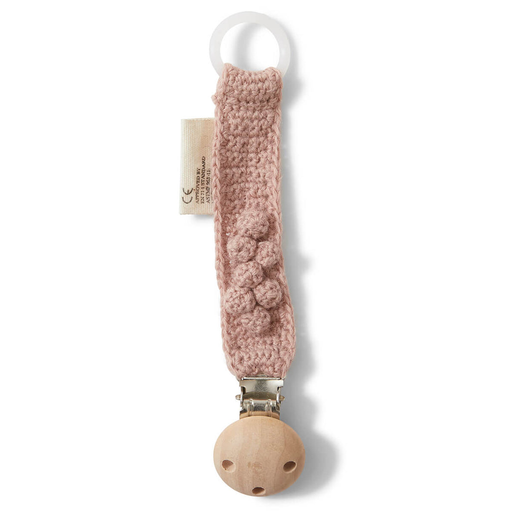 Toma Knitted Pacifier Strap In Rose Blush by Konges Sløjd