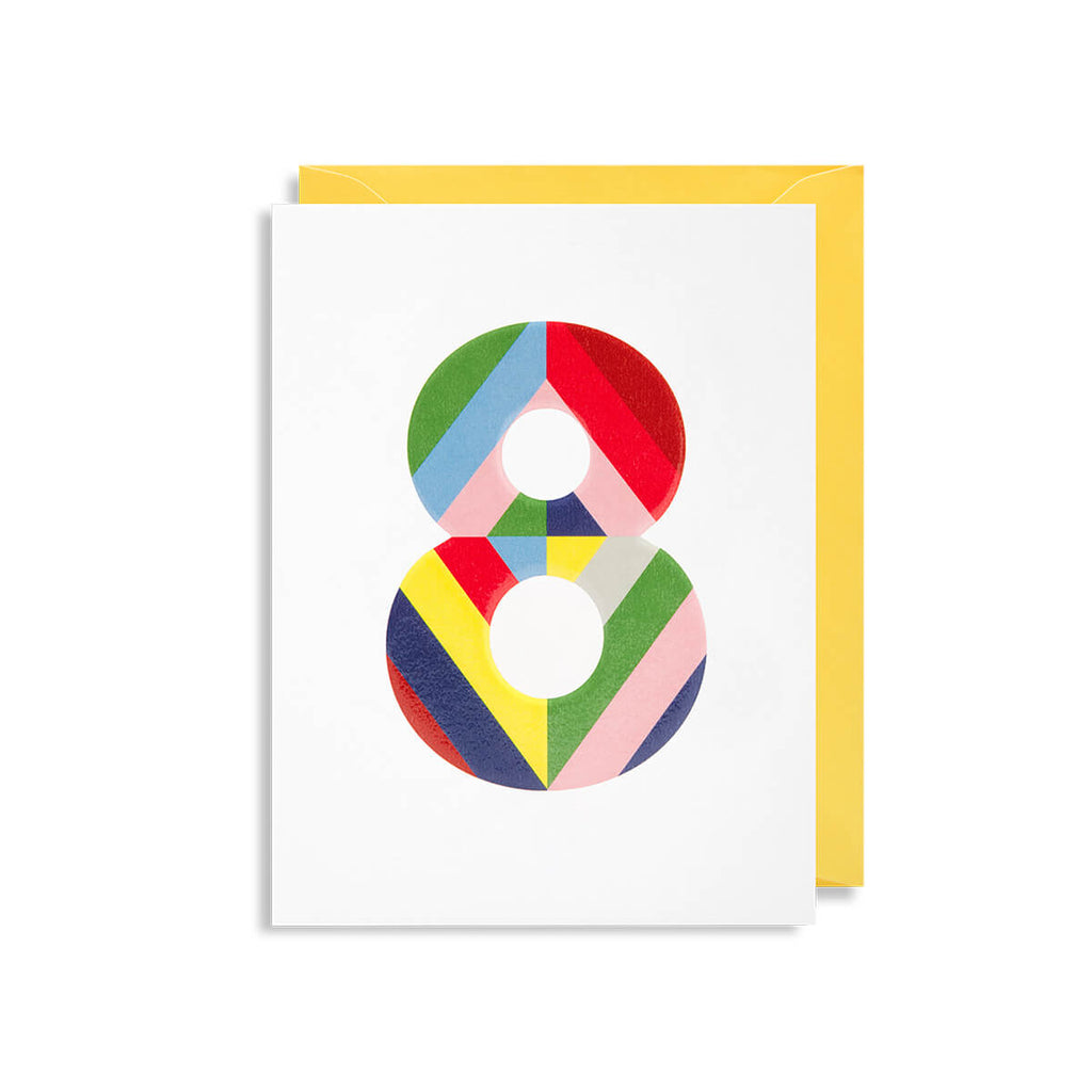 Number 8 Mini Greetings Card by Magic Numbers for Lagom Design