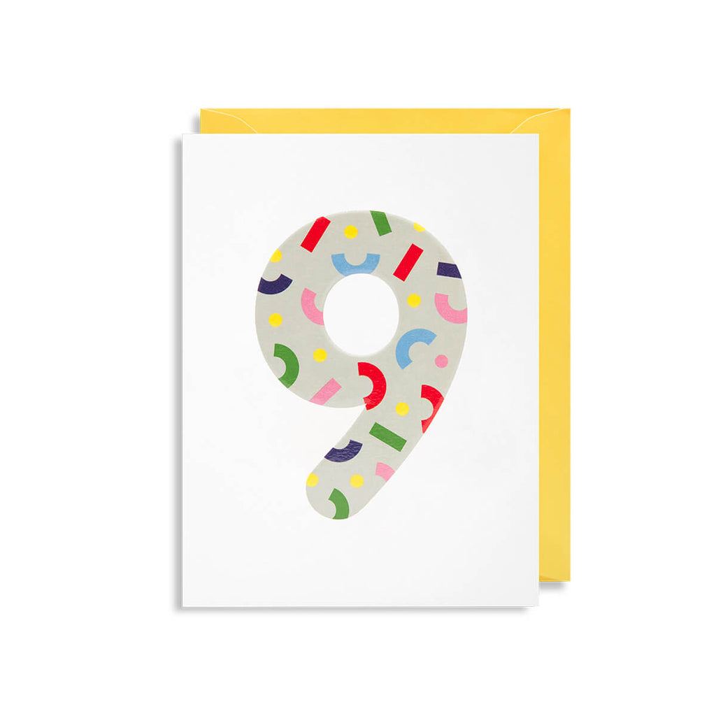 Number 9 Mini Greetings Card by Magic Numbers for Lagom Design