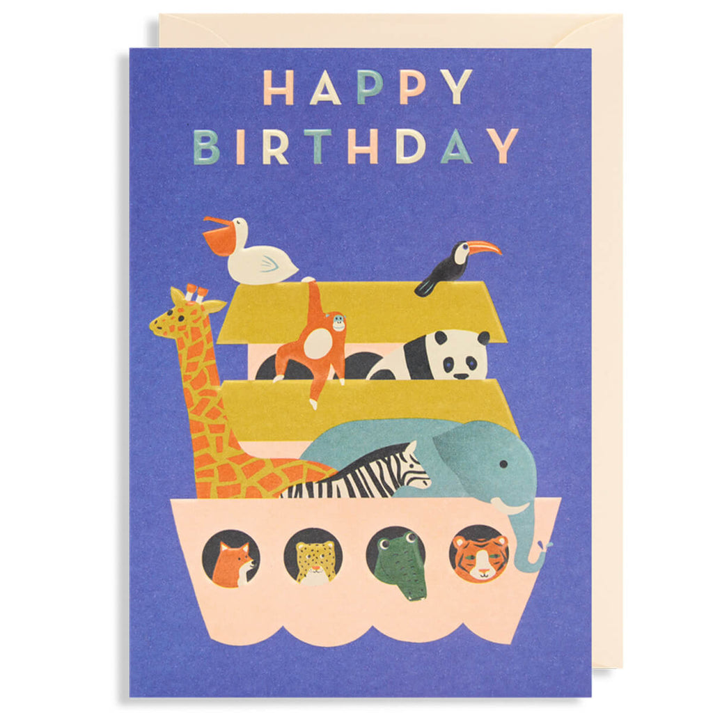 Happy Birthday Ark Greetings Card by Naomi Wilkinson for Lagom Design