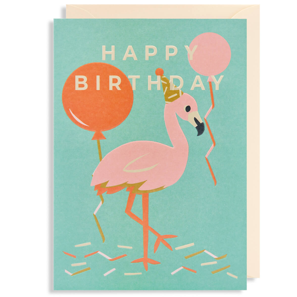 Happy Birthday Flamingo Greetings Card by Naomi Wilkinson for Lagom Design