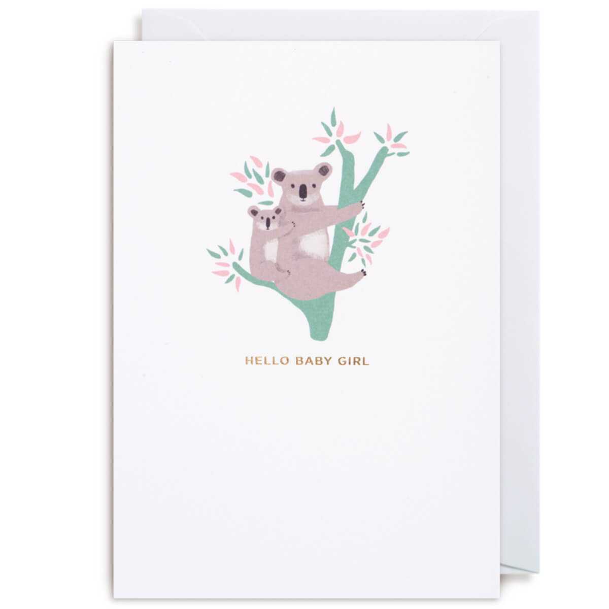 Hello Baby Girl Koalas Greetings Card by Naomi Wilkinson for Lagom Design