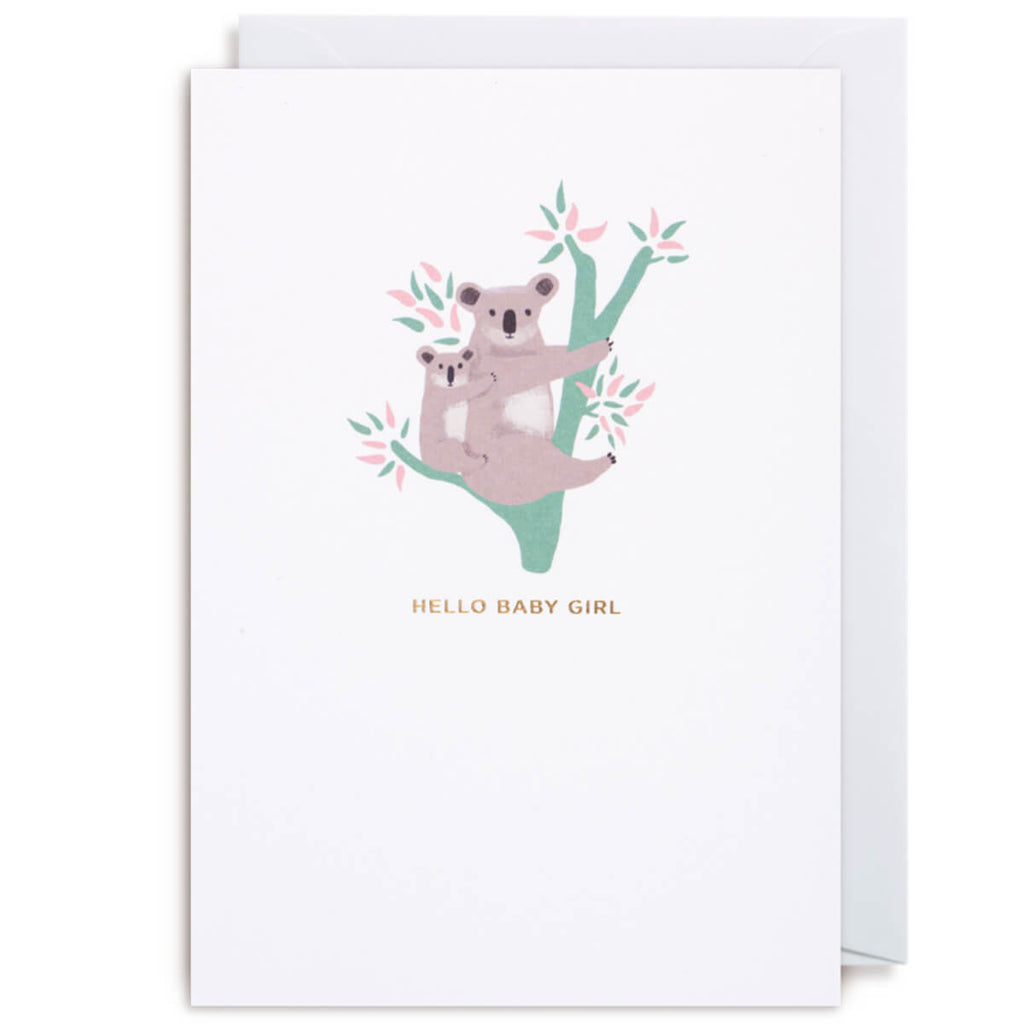 Hello Baby Girl Koalas Greetings Card by Naomi Wilkinson for Lagom Design