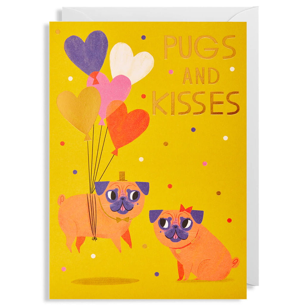 Pugs And Kisses Greetings Card by Allison Black for Lagom Design
