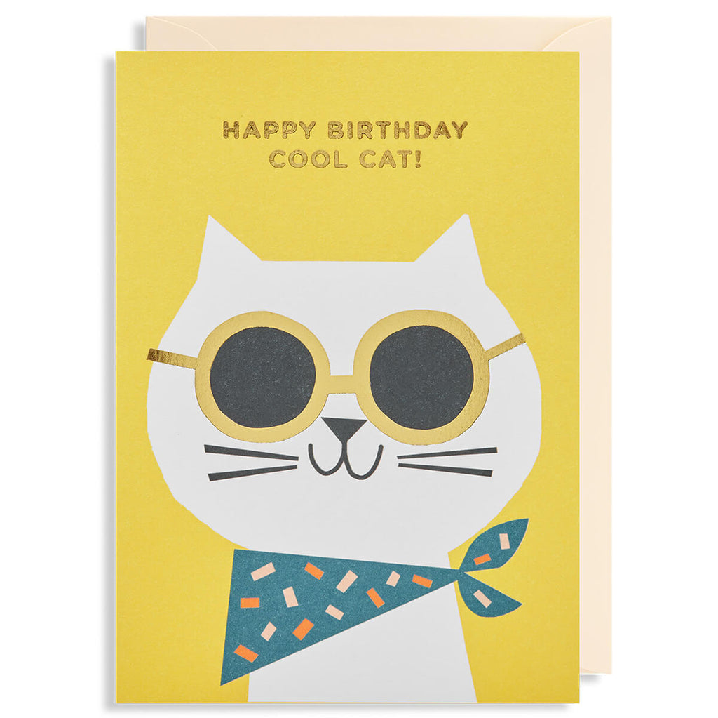 Happy Birthday Cool Cat Greetings Card by Ekaterina Trukan for Lagom Design