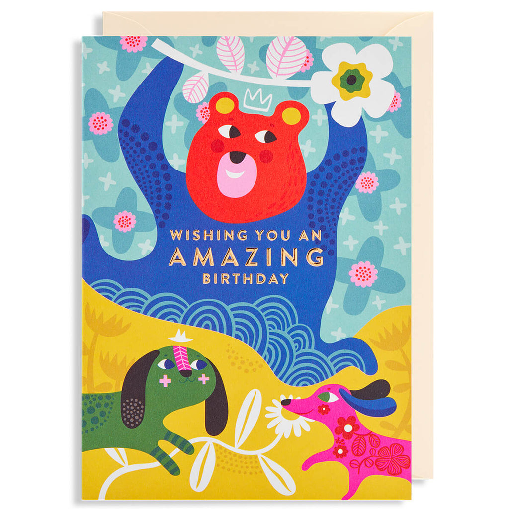 Amazing Birthday Bear Greetings Card by Helen Dardik for Lagom Design
