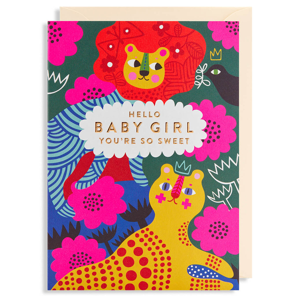 Baby Girl Greetings Card by Helen Dardik for Lagom Design