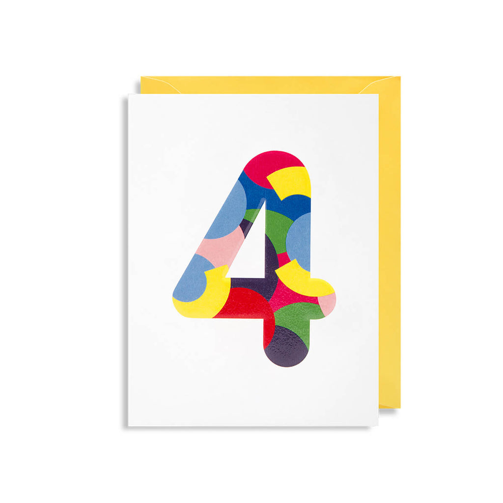 Number 4 Mini Greetings Card by Magic Numbers for Lagom Design