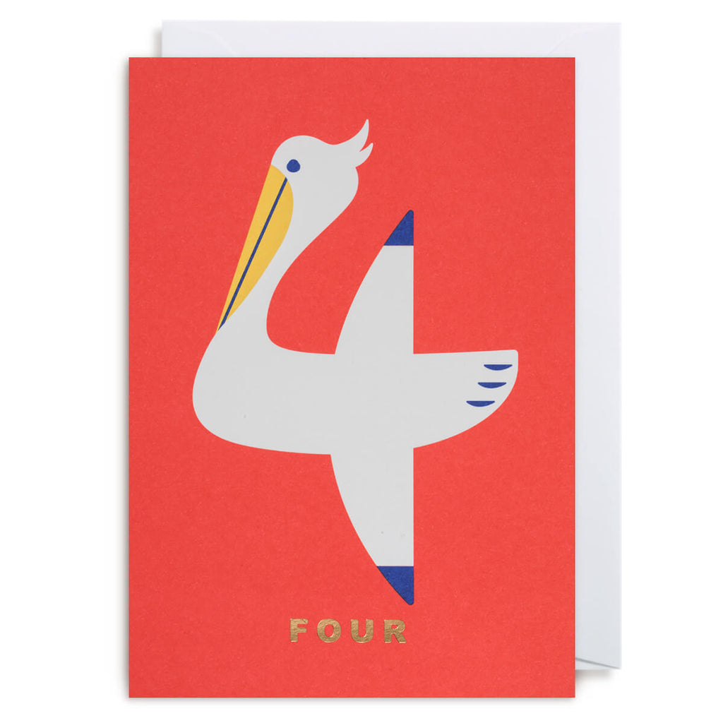 Number Four Pelican Greetings Card by Cozy Tomato for Lagom Design