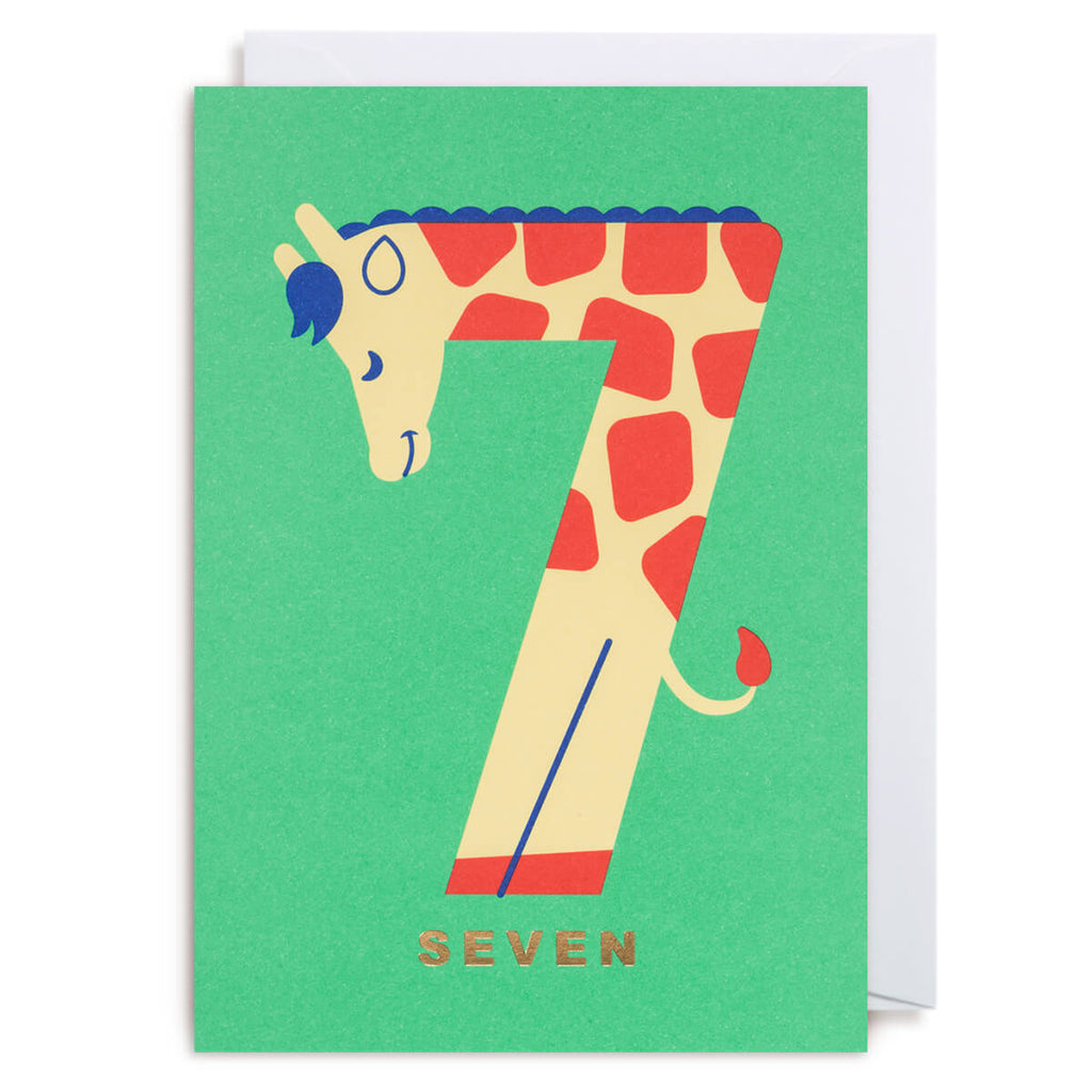 Number Seven Giraffe Greetings Card by Cozy Tomato for Lagom Design