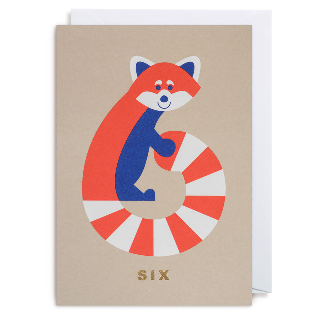 Number Six Raccoon Greetings Card by Cozy Tomato for Lagom Design